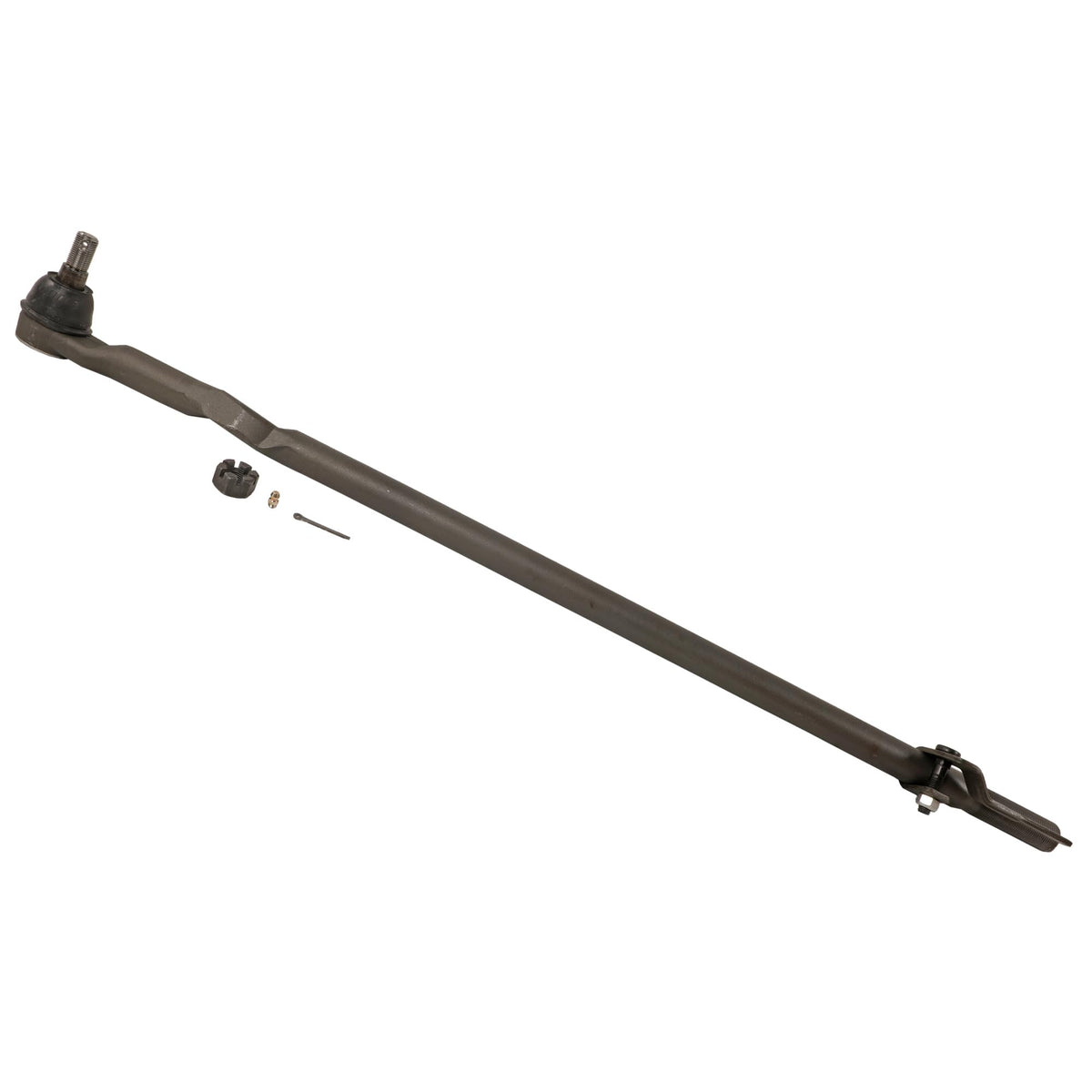 MOOG drag link front view showing solid construction and improved fit