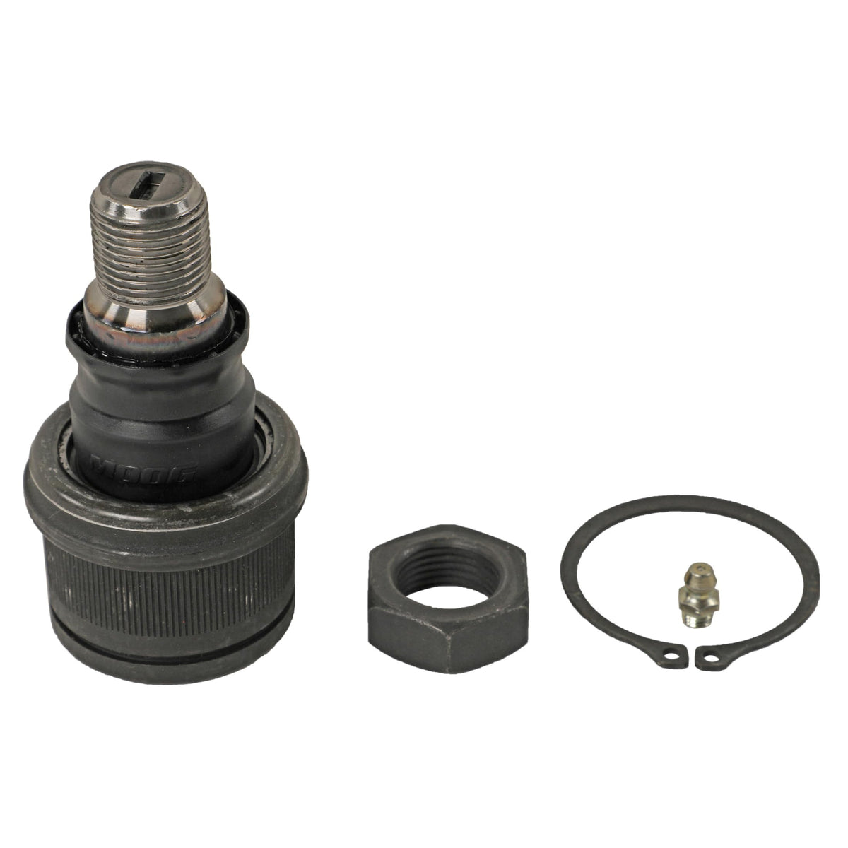 MOOG front outer tie rod end front view showing robust housing and fitment benefit