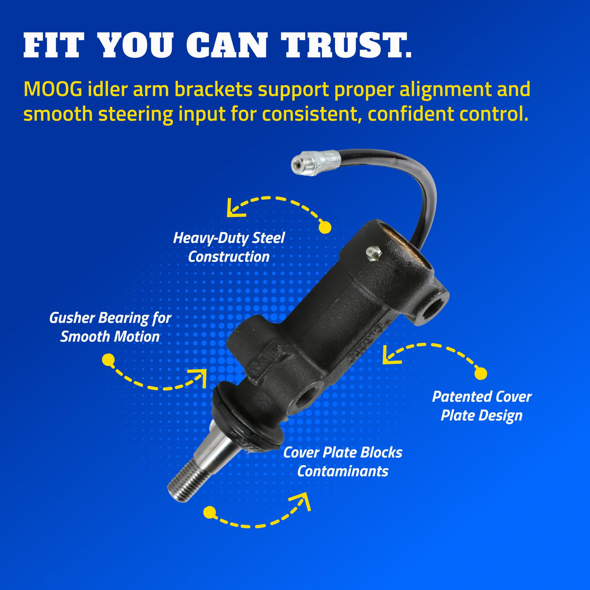 MOOG K6723 greaseable socket detail illustrating easy maintenance and longer life