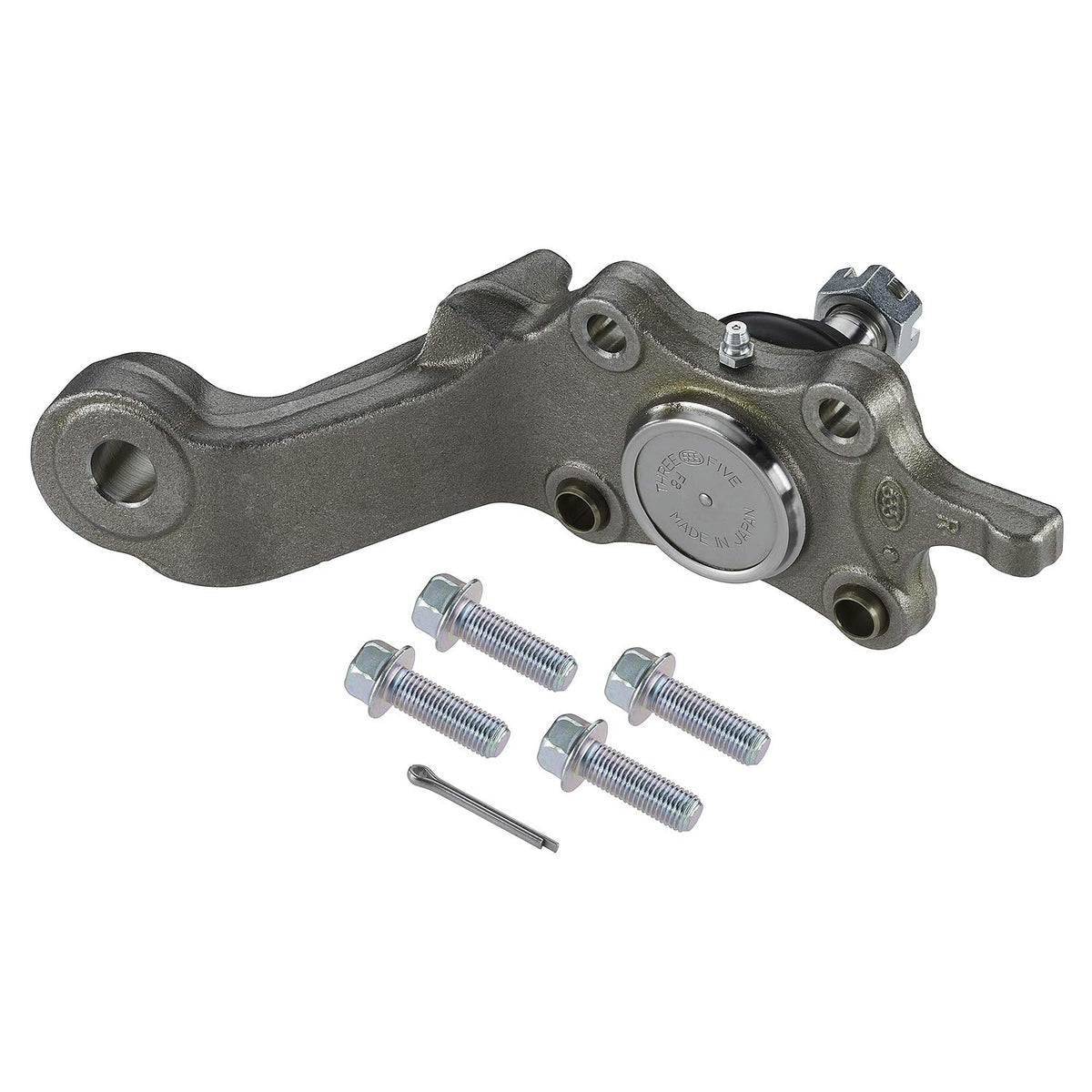 MOOG K90259 close-up of ball joint stud and grease fitting highlighting durable construction and smoother steering