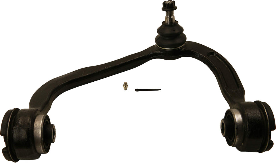 MOOG front left control arm front view showing robust construction benefit
