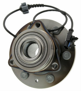 MOOG sealed bearing close-up highlighting quad-lip seal and corrosion resistance for longer service life