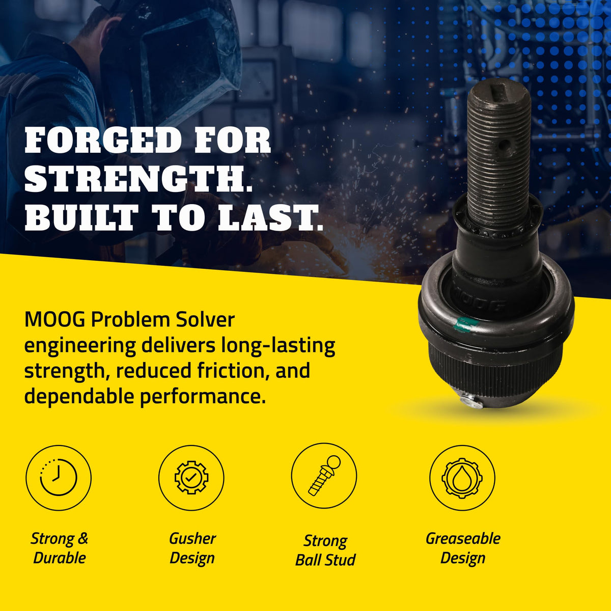 MOOG metal bearing support macro view reducing internal wear for longevity