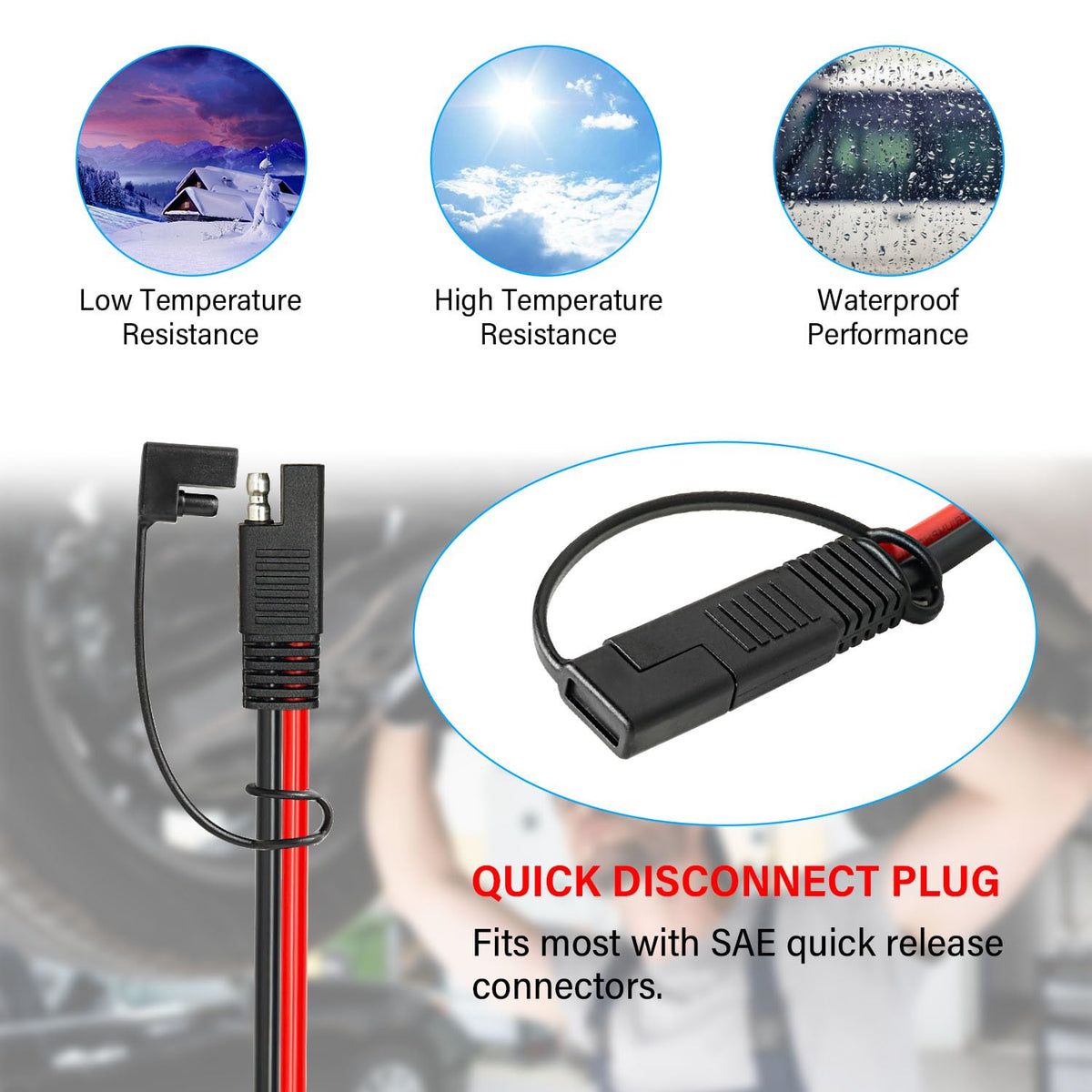 MOOKEERF cable hooked to a portable solar panel in outdoor setup, reliable power transfer