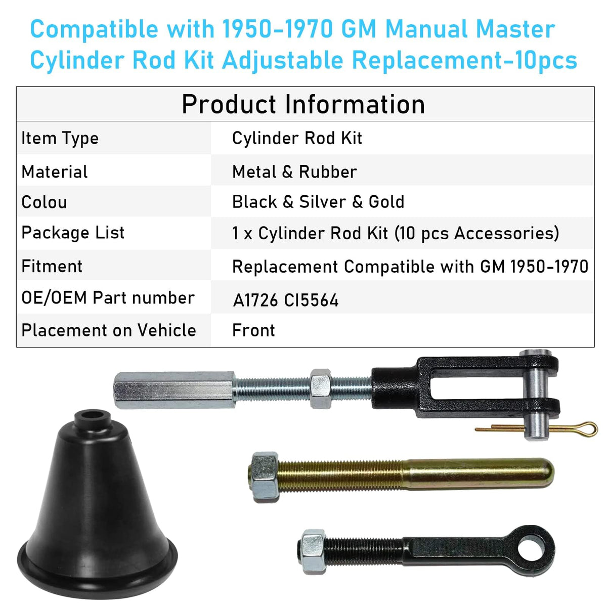 Moonlinks closeup of threaded push rod detailing adjustable length for on‑vehicle fitment