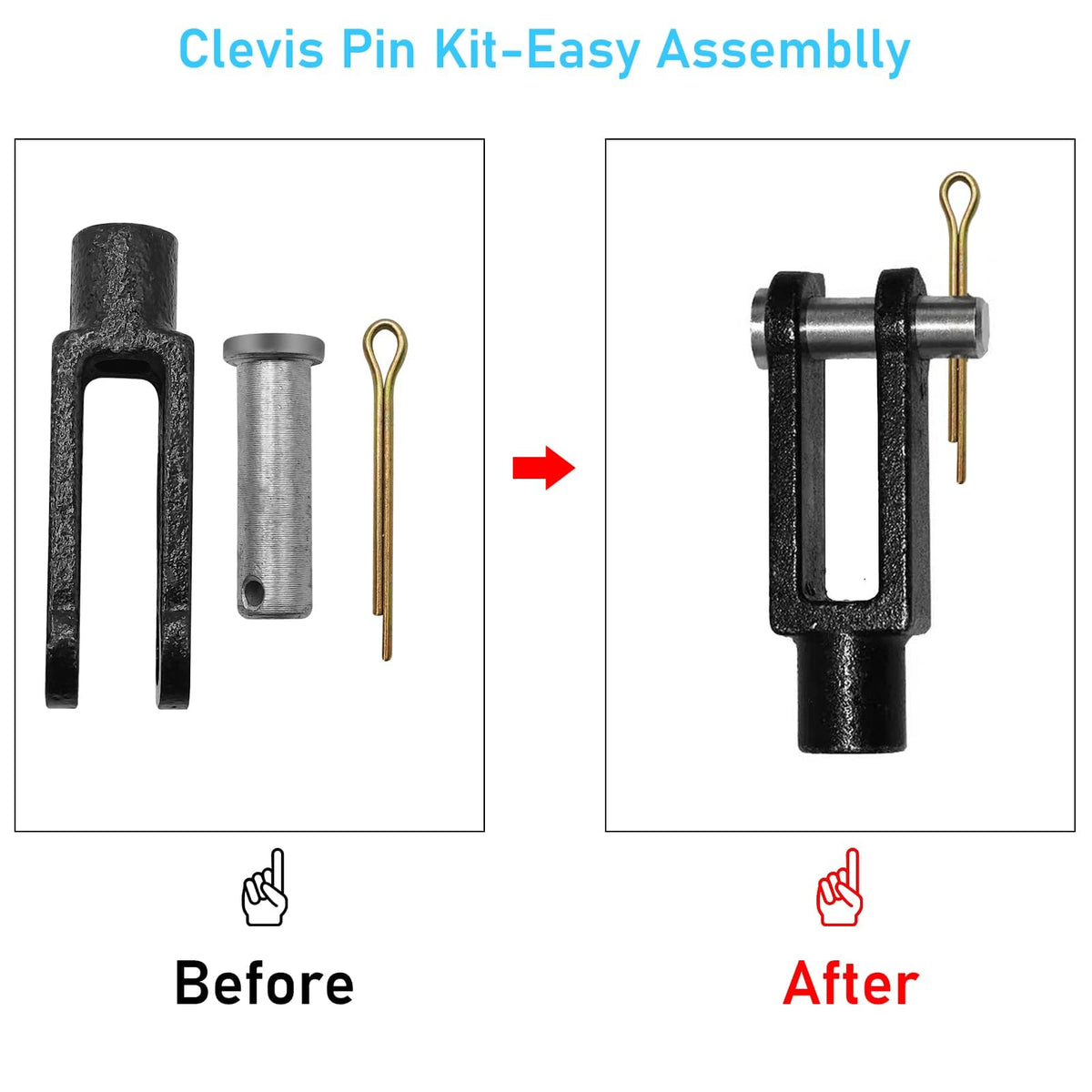 Moonlinks eyelet, clevis and nuts laid out to show versatile adapter coverage and convenience