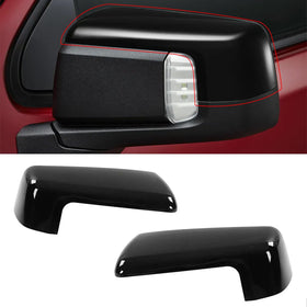 Moonlinks front view of pair glossy black mirror covers showing clean fit and styling benefit