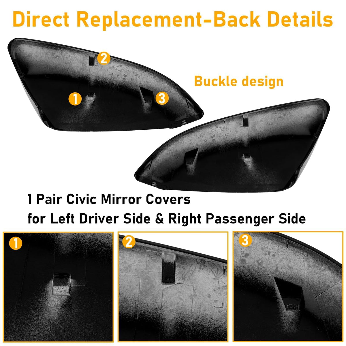 Moonlinks installed on passenger side with size comparison showing precise OEM alignment