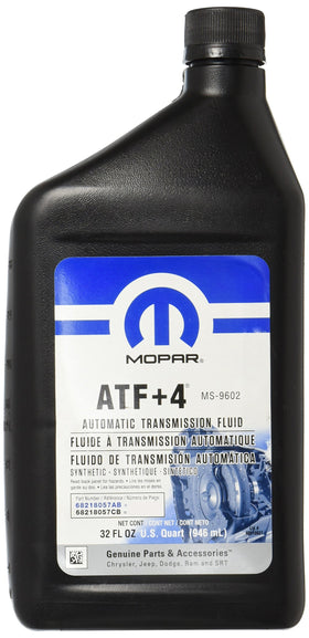 Mopar ATF-4 front bottle showing packaging and easy-pour spout for correct filling