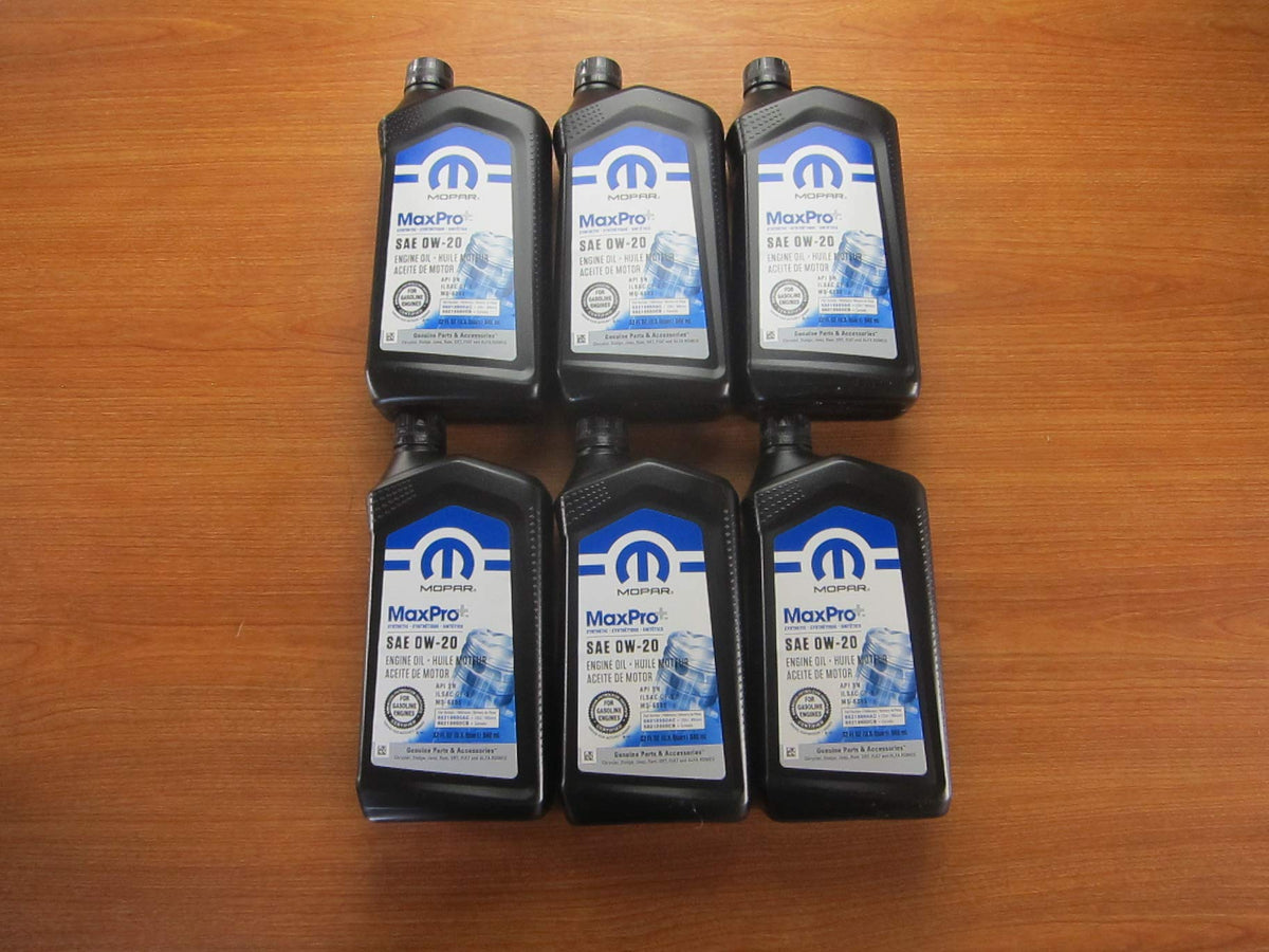 Mopar MaxPro front packaging showing six-quart OEM convenience and correct product