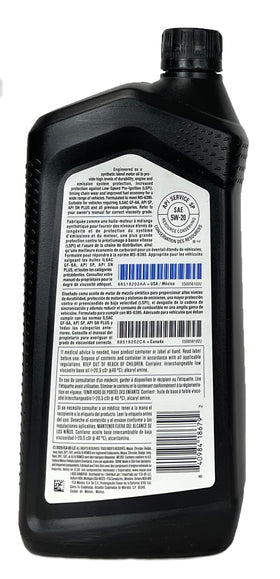 Mopar MaxPro 5W‑20 on vehicle during oil change, demonstrating clean DIY maintenance