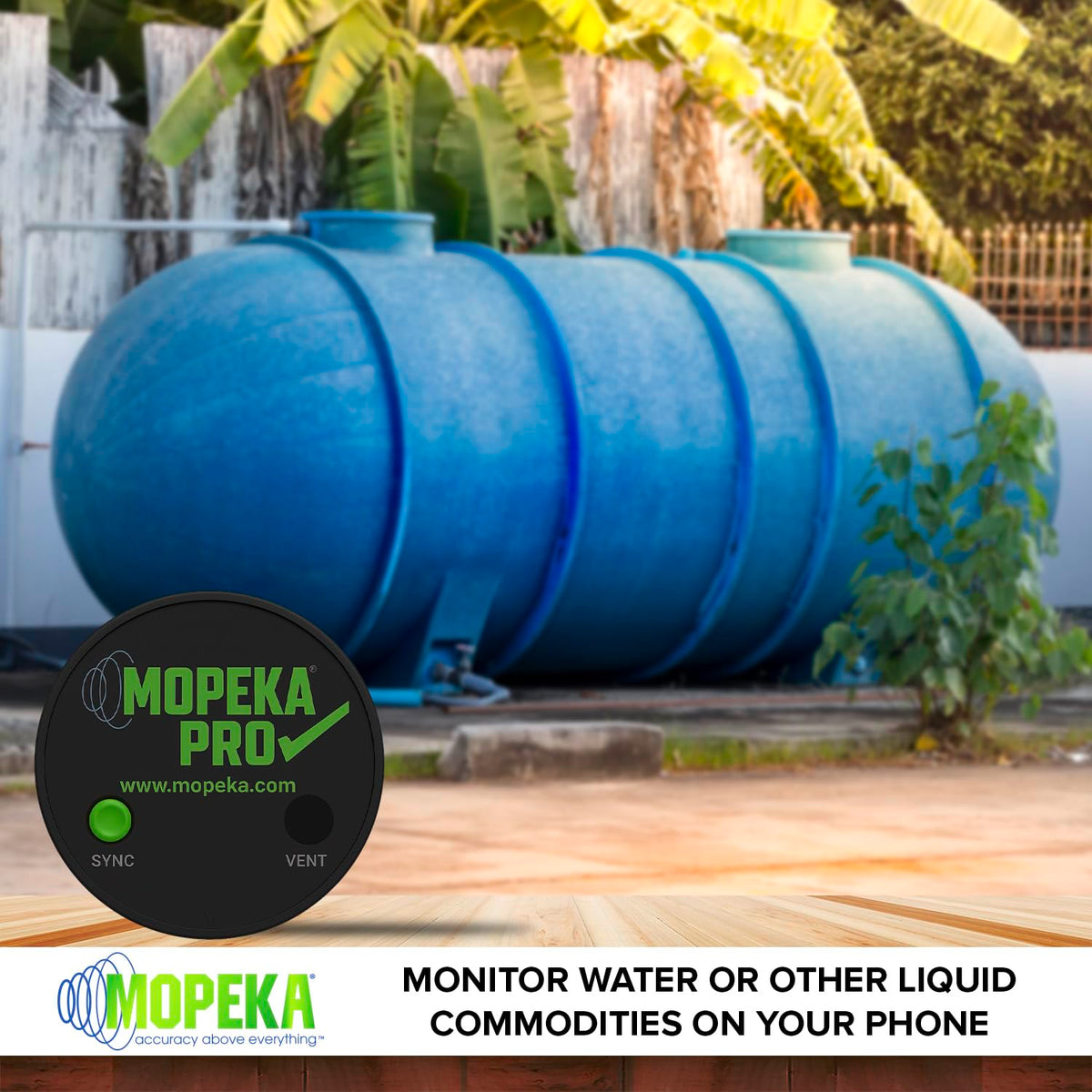 Mopeka Pro Check weatherproof housing showing rugged construction and outdoor durability