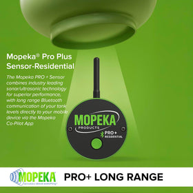 Mopeka close-up of ultrasonic sensor face highlighting precision measurement benefit