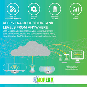 Mopeka sensor mounted on above-ground tank demonstrating secure magnetic attachment benefit