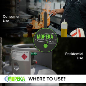 Mopeka sensor next to ruler for scale to show compact size and versatile placement benefit