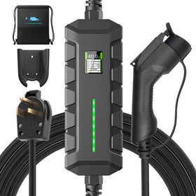 Morec front view of portable EV charger showing compact design and easy storage benefit