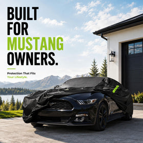 Morhept cover on Mustang in driveway lifestyle scene for everyday protection