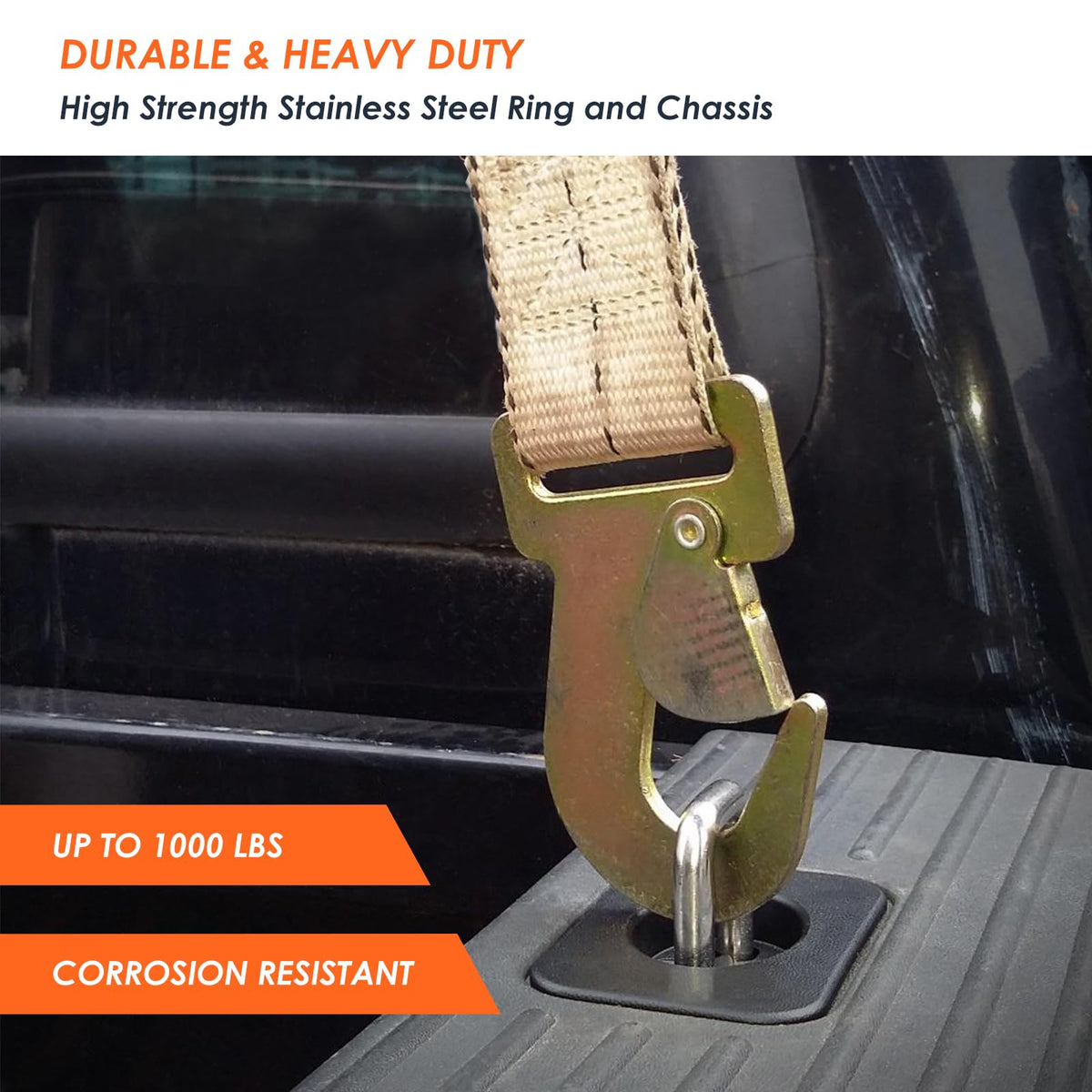 Morkot anchor snapped up in use securing cargo with strap