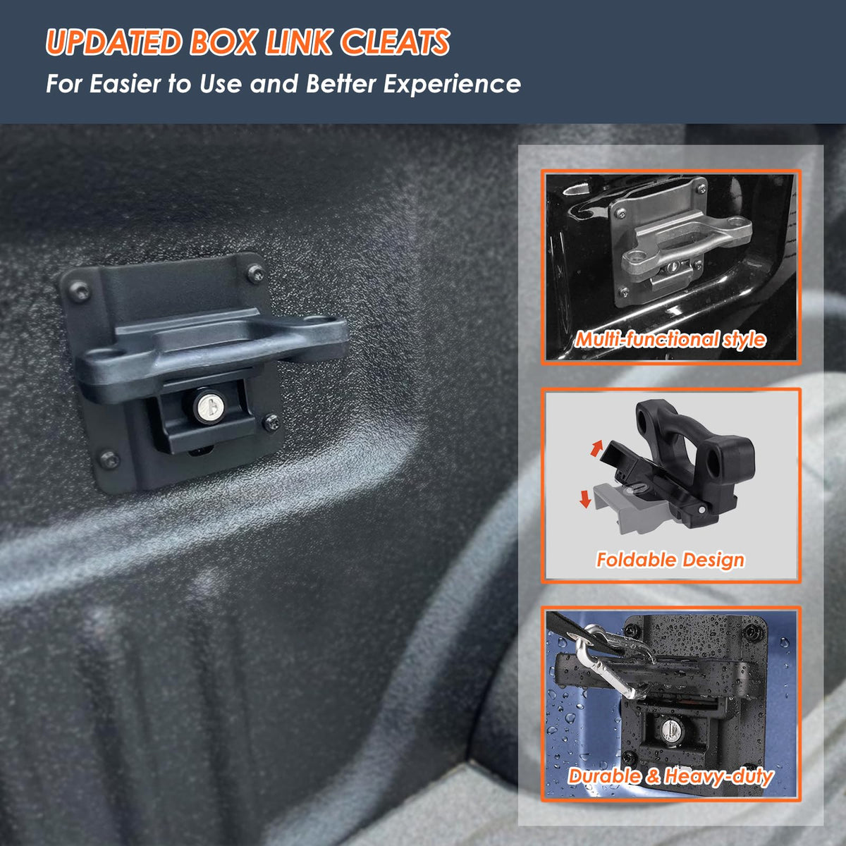 Morkot cleat close-up folded, showing smooth operation and low-profile benefit