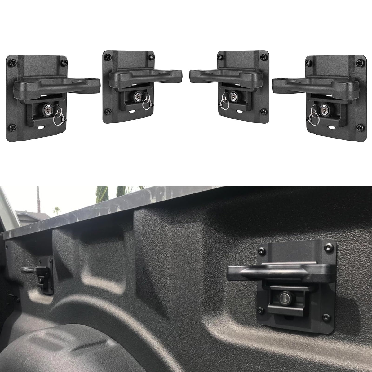 Morkot front packaging showing 4 tie down anchors and included hardware for quick install
