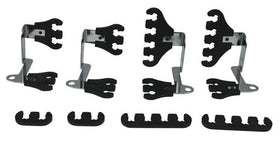 Moroso 72174 front view showing black looms and chrome-plated brackets for tidy wire routing