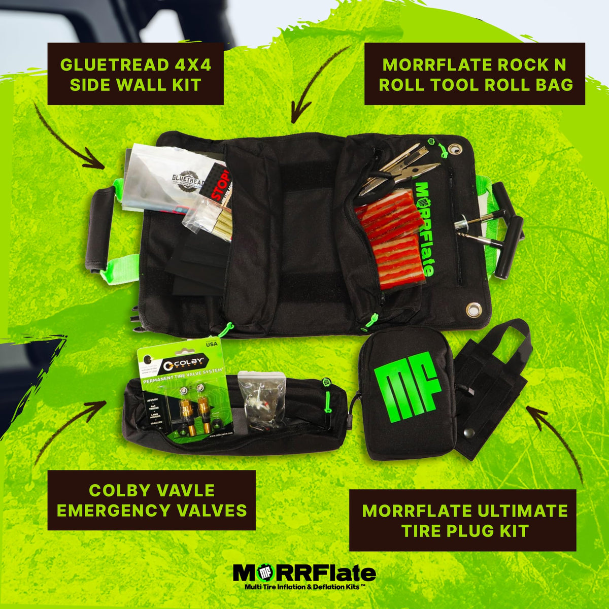 MORRFlate GlueTread sidewall patch detail showing adhesive and durability