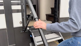 MORryde Safe-T-Rail mounted on RV side demonstrating sturdy fit and easy access benefit
