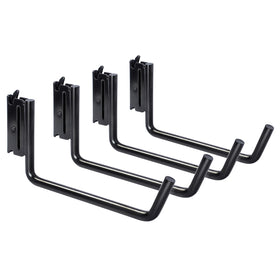 MorScan front view of four extended J hooks showing pack and finish, improves storage
