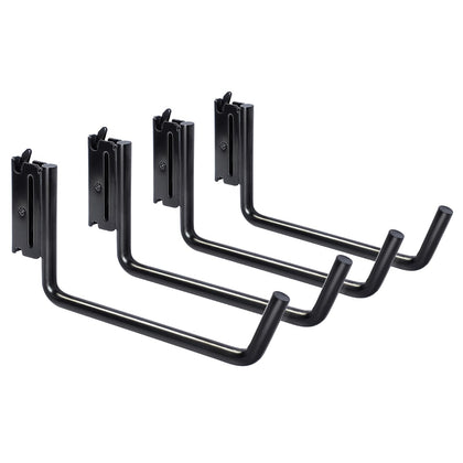 MorScan front view of four extended J hooks showing pack and finish, improves storage