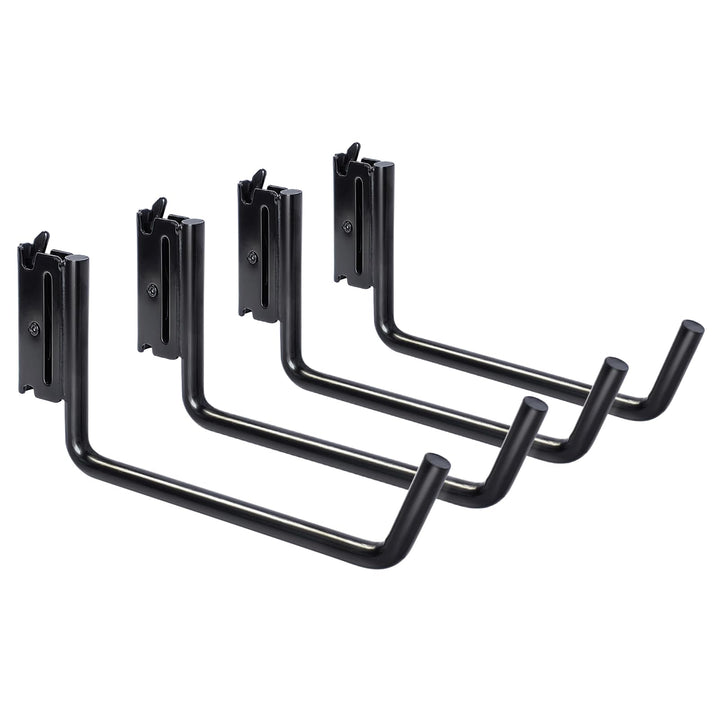 MorScan front view of four extended J hooks showing pack and finish, improves storage