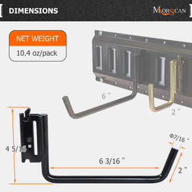 MorScan hook supporting ladder in trailer, prevents floor clutter and damage