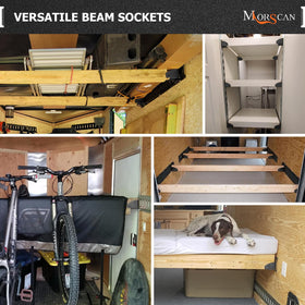 MorScan socket installed on a 2x4 beam demonstrating stable shelf support