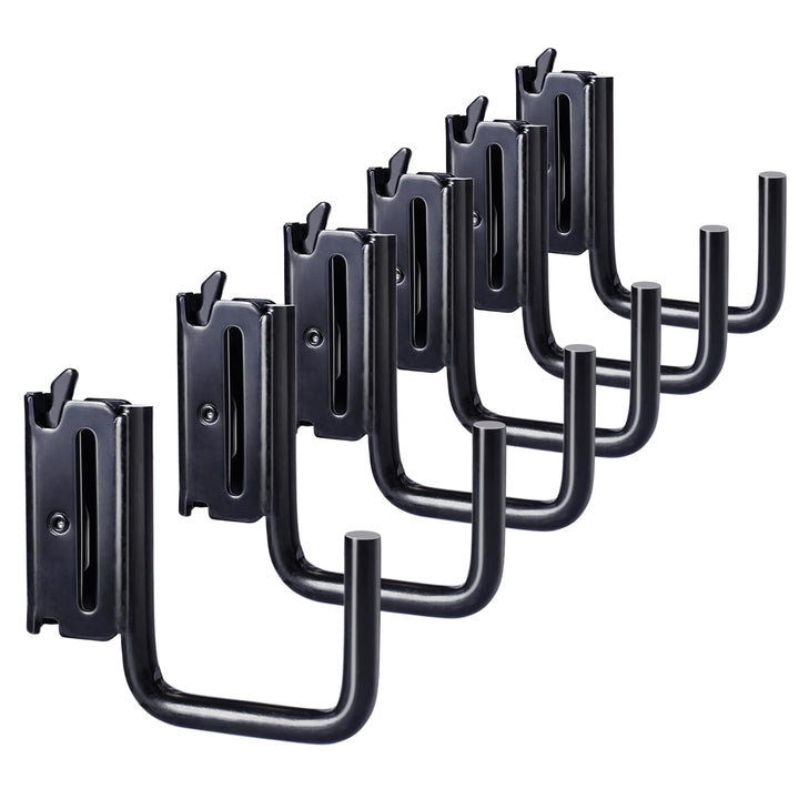 MorScan front view of six J hooks showing compact pack and finish, durable organization