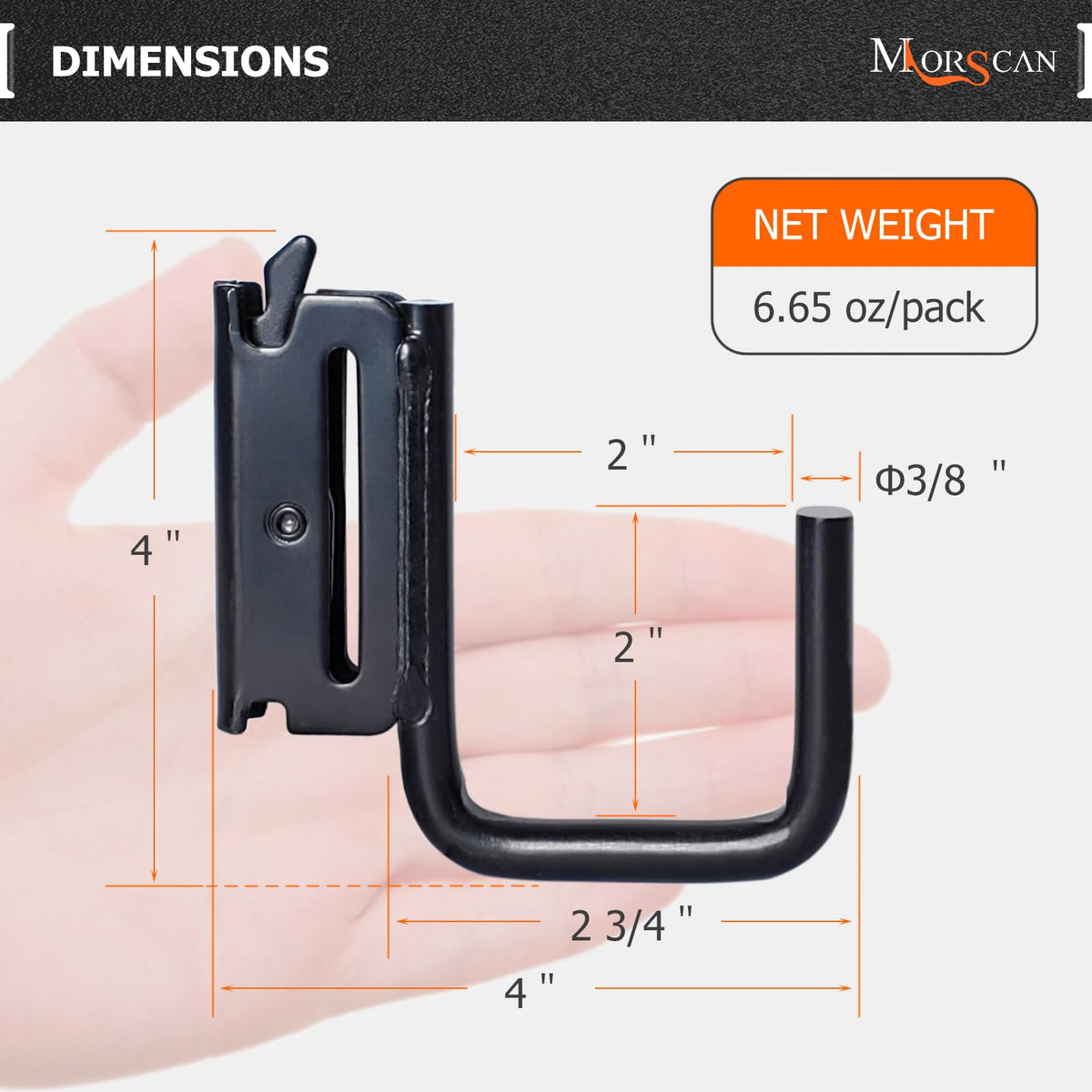 MorScan side profile with ruler showing 2-inch inner clearance and correct scale