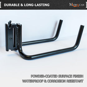 MorScan hooks beside a ruler showing 5.5-inch depth and 4-inch width sizing benefit