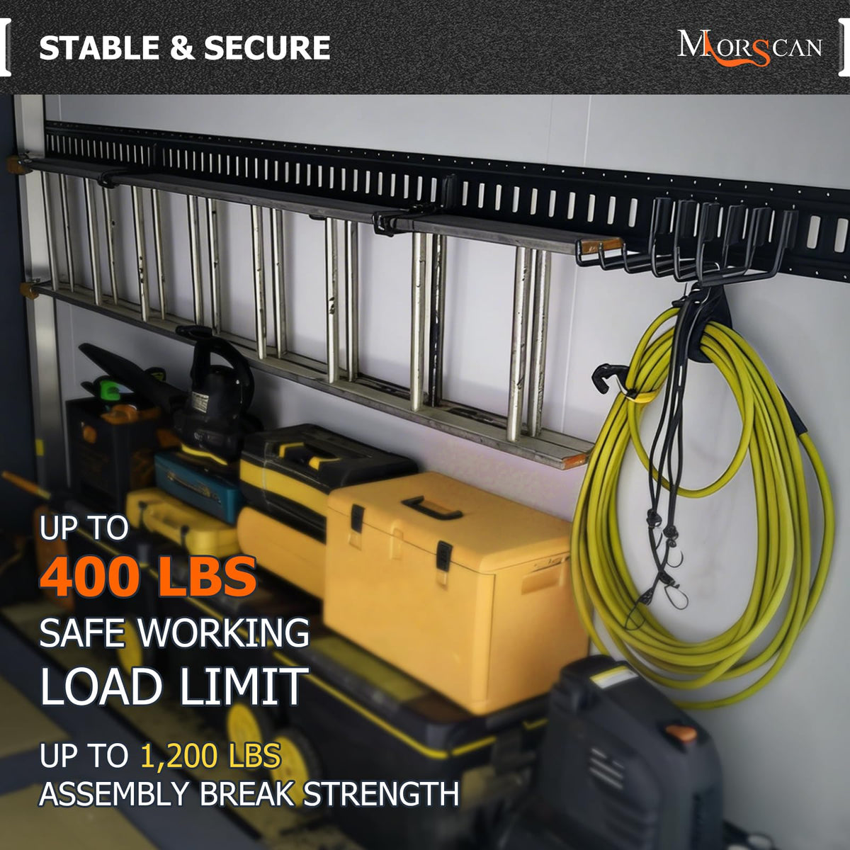 MorScan hooks beside ruler for scale, shows 6-inch inner clearance benefit