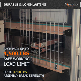 MorScan socket holding a wood shelf in use to maximize cargo space