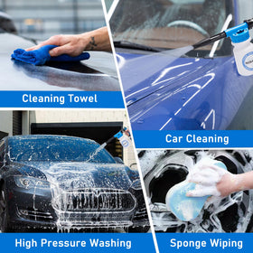 MOSIKEN in use during car wash producing thick foam for safer cleaning