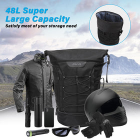 MOSISO side view with bag expanded to show increased 48L capacity