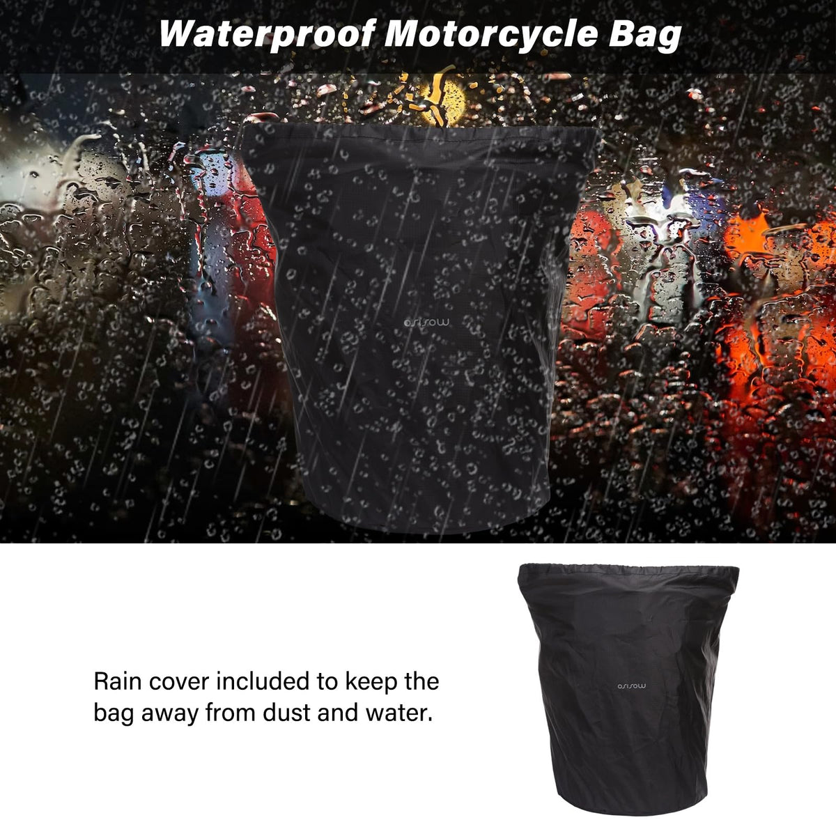 MOSISO bag with waterproof rain cover protecting contents in wet weather