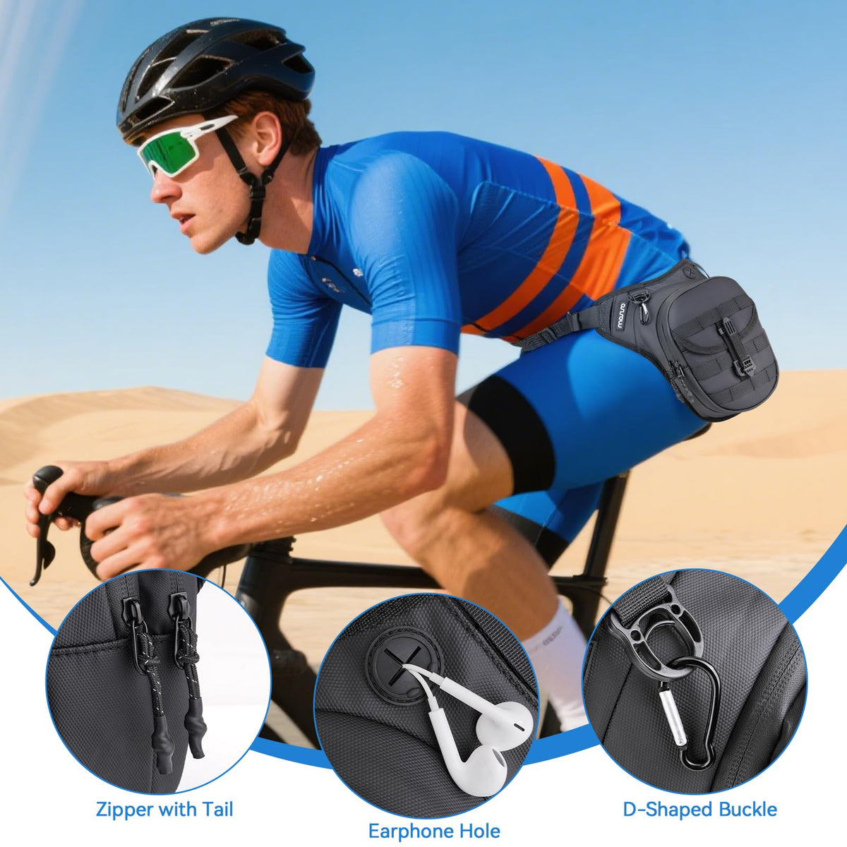 MOSISO reflective accents illuminated for improved nighttime visibility