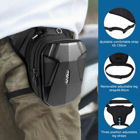 MOSISO worn on rider thigh in motion benefit: stable carry while cycling