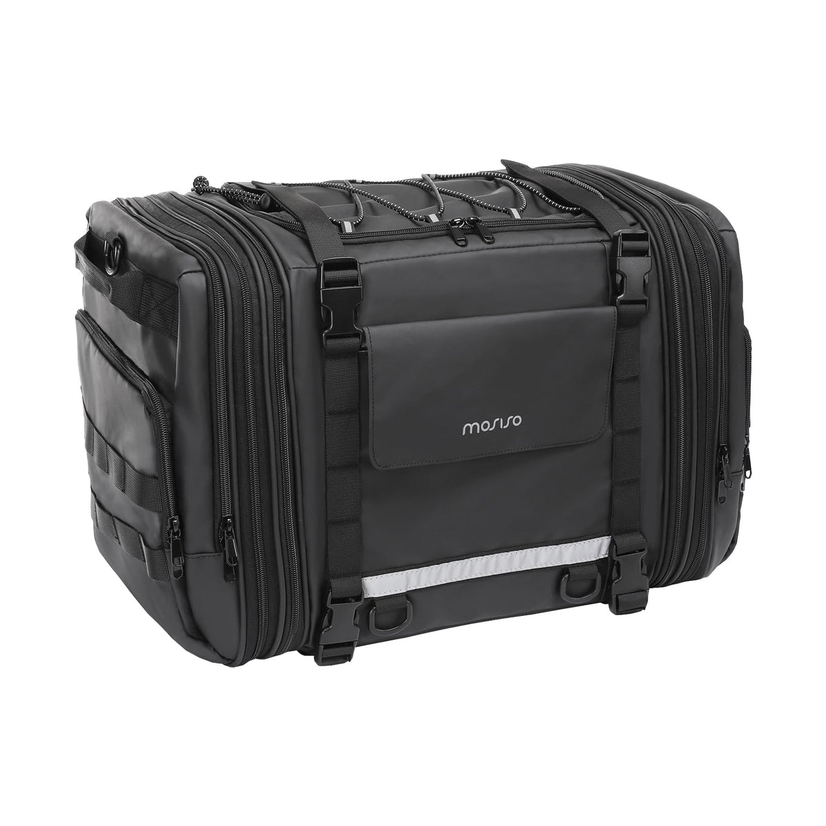 MOSISO front view showing bag shape and reflective strip for safer rides
