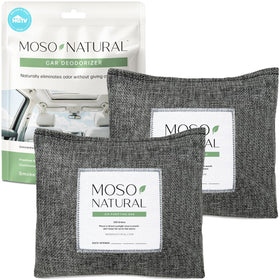 Moso Natural front packaging showing two linen charcoal bags for neutral-smelling cars and trucks