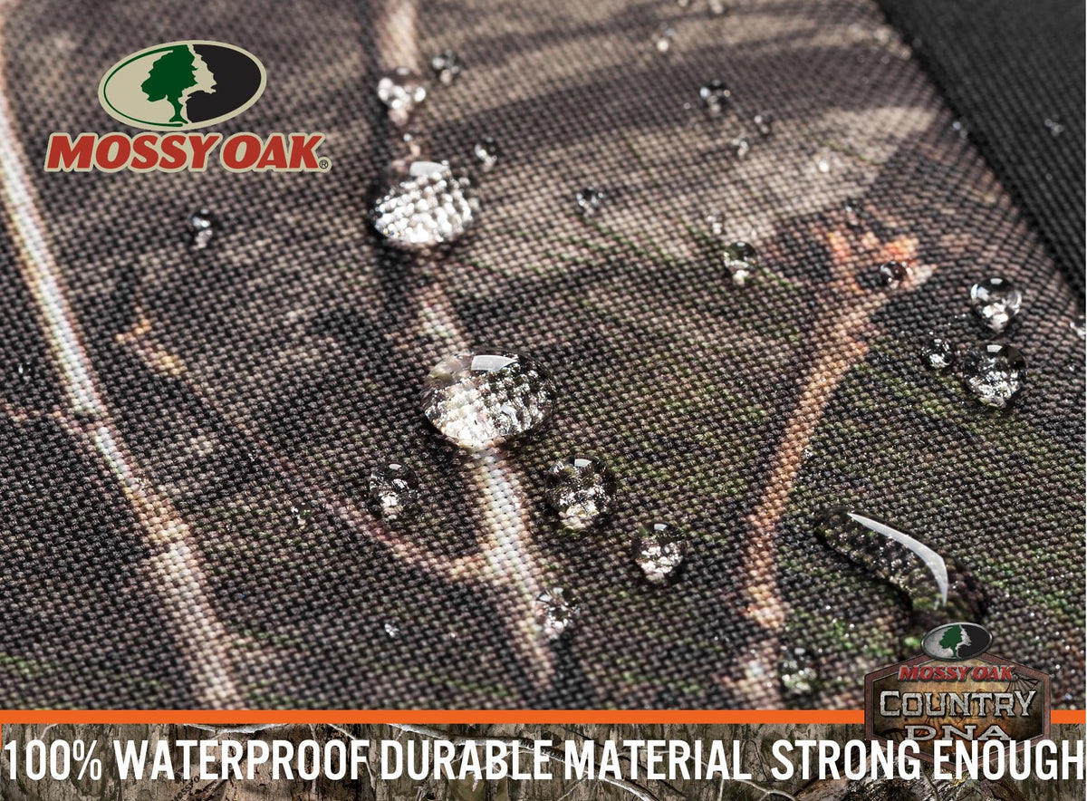 Mossy Oak airbag seam detail highlighting 270-degree safety stitching and protection