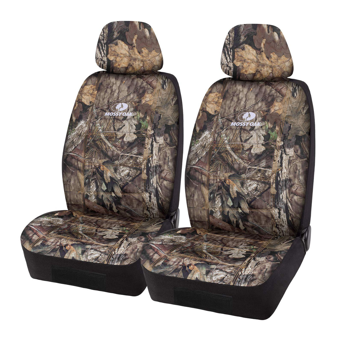 Mossy Oak front view seat cover showing camo design and full protection