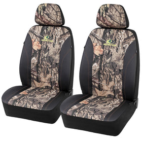 Mossy Oak front view of camo seat cover showing overall fit and appeal