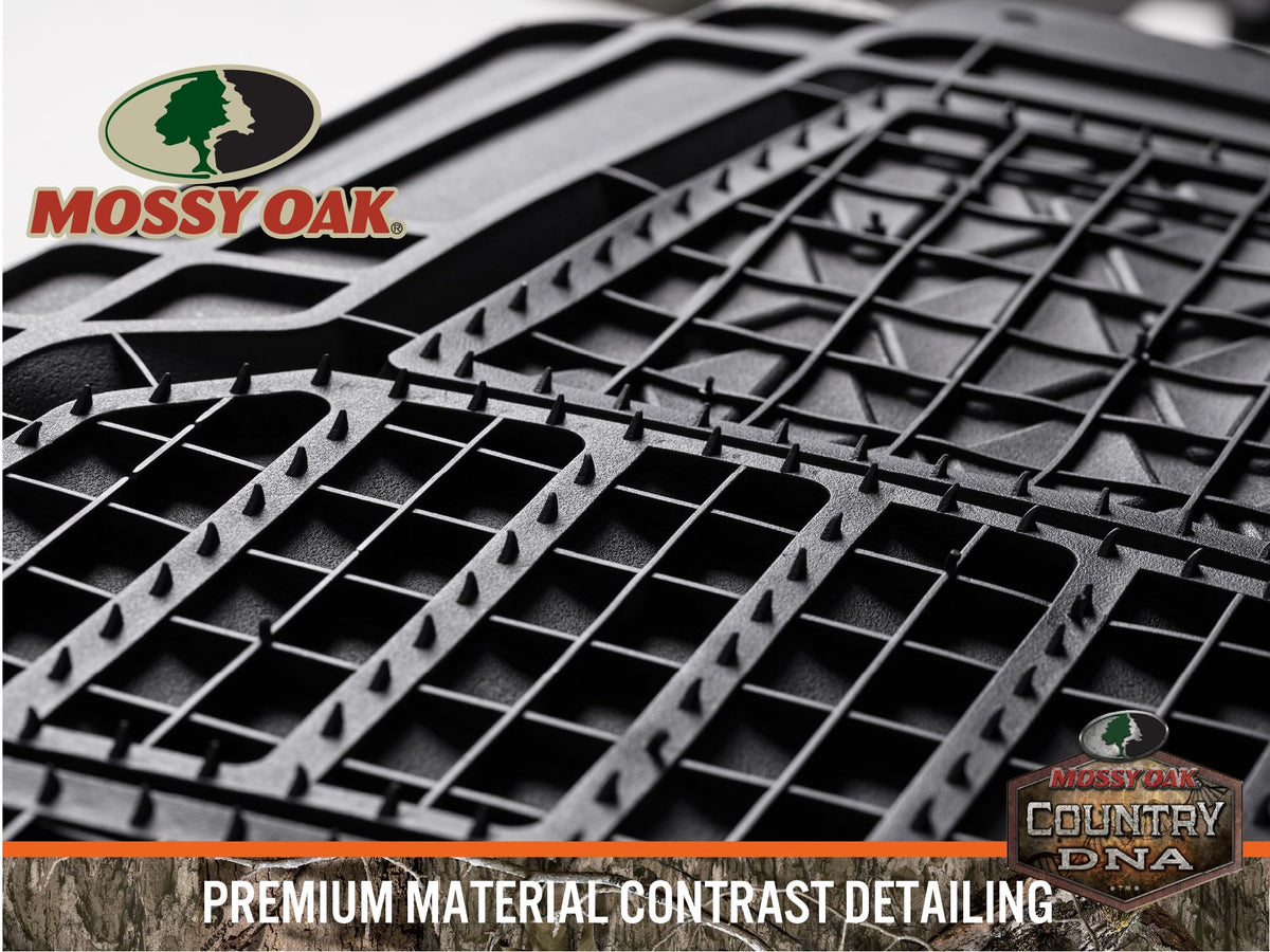 Mossy Oak mats installed in vehicle protecting carpet from mud