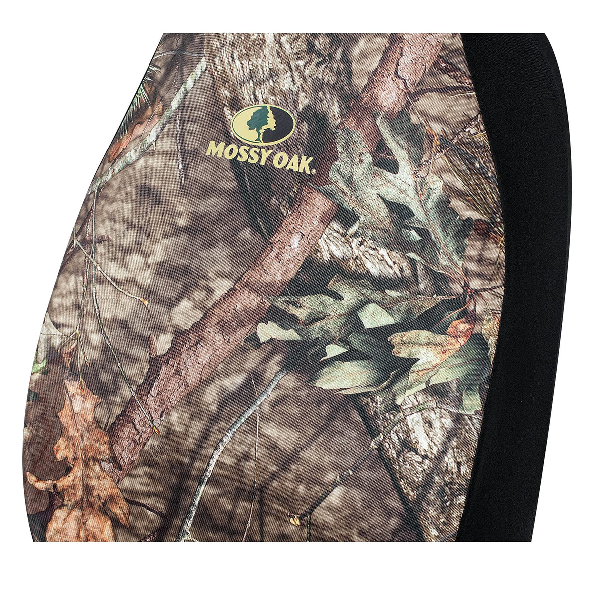 Mossy Oak seat cover installed in truck showing camouflage protection benefit