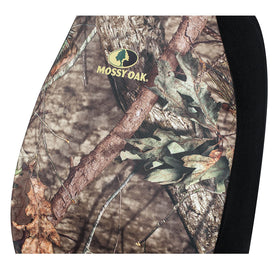 Mossy Oak seat cover installed in truck showing camouflage protection benefit